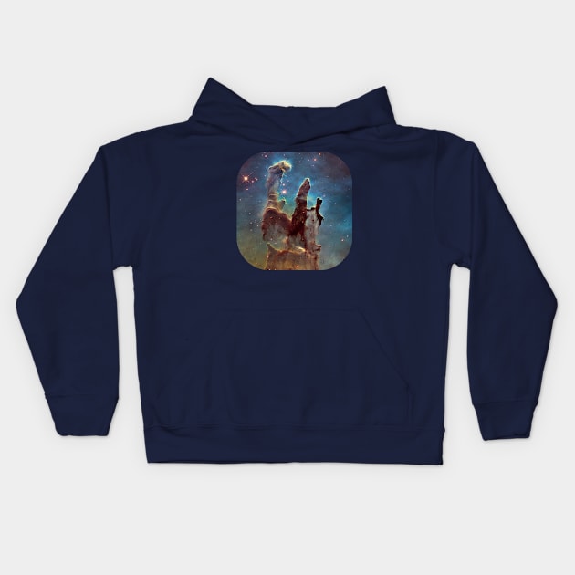 Nebula Galaxy - Pillars of Creation Astronomy Kids Hoodie by vladocar